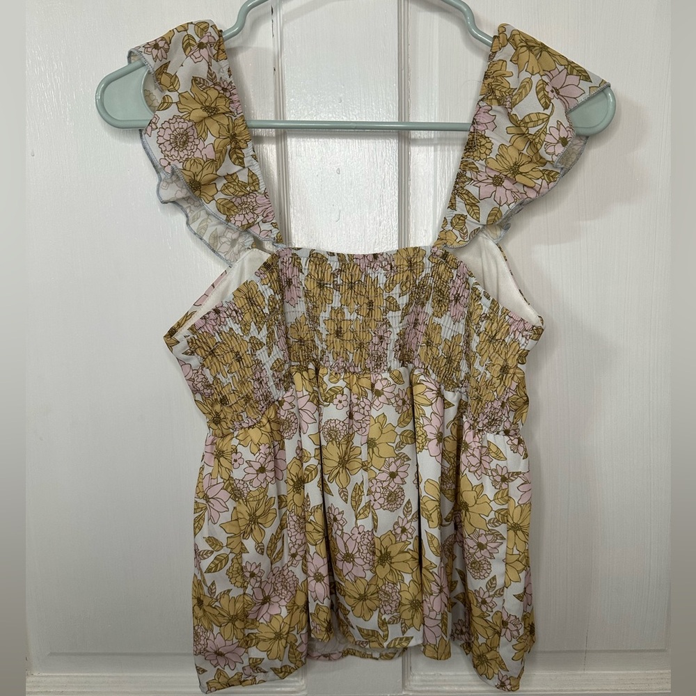 Altar'd State Yellow and Pink Floral Blouse - Picture 3 of 6